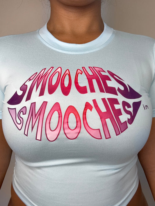 Smooches Logo Crop Tee (Baby Blue)