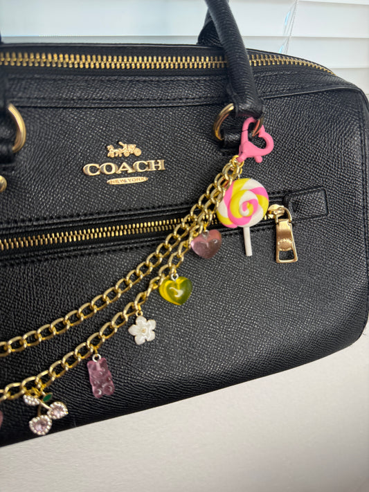 Pink Yellow Candy Bag Charm | Gummy Bear Lollipop Purse Charm | Cute Kawaii Keychain | Girly Bag Accessory