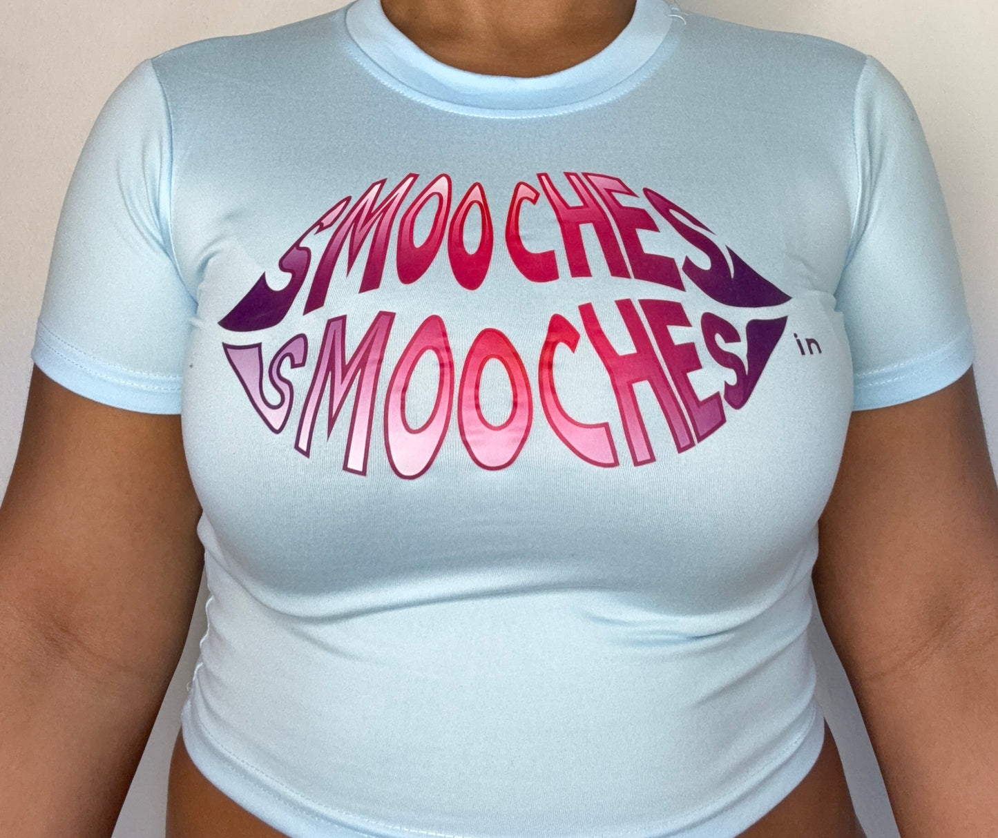 Smooches Logo Crop Tee (Baby Blue)