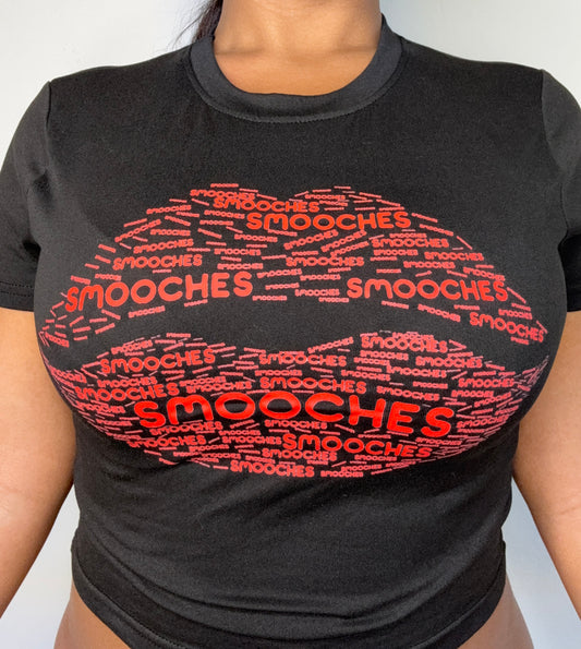 Smooches Signature Lips Crop Tee (Midnight Black)