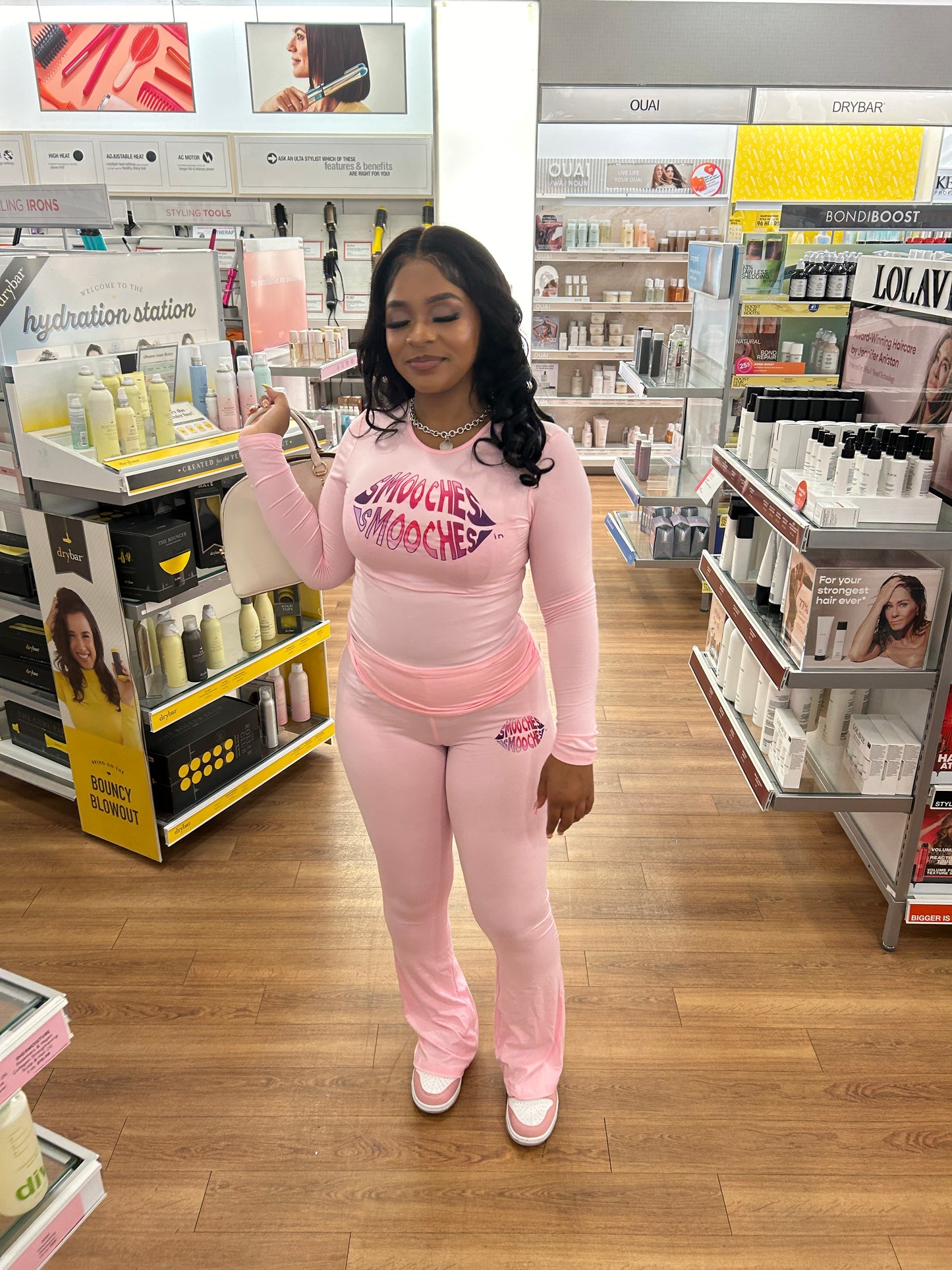 Smooches Long Sleeve Logo Set (Pretty Pink)